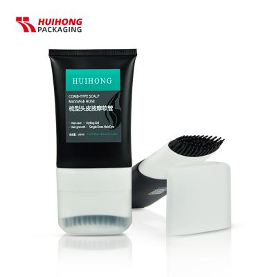 D50 100ml Black Aluminum Plastic Hair Scalp Treatment Massage LDPE Comb  Squeeze Lotion Tube With Switch