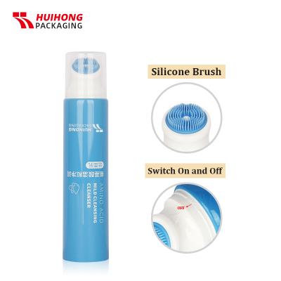 Blue Sugar cane Cosmetic Scalp Massage Silicone Brush Face Wash Tube