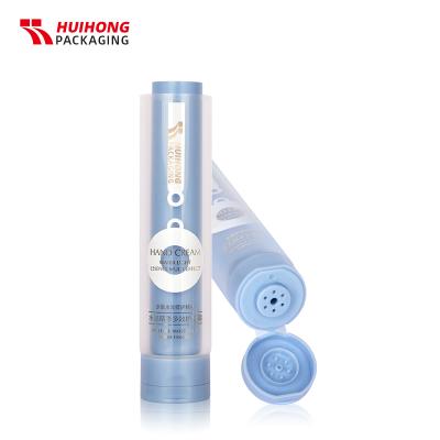 Blue Custom Soft  Hand Cream Squeeze Dual Chamber Tube With Flip Lid